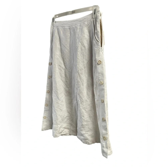 Linen white midi maxi skirt - Picture 3 of 7